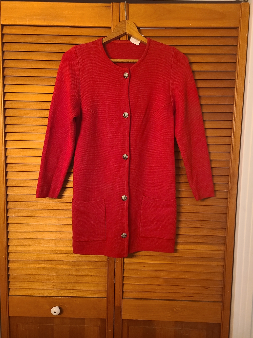 Red Long Knit Cardigan Sweater - Women